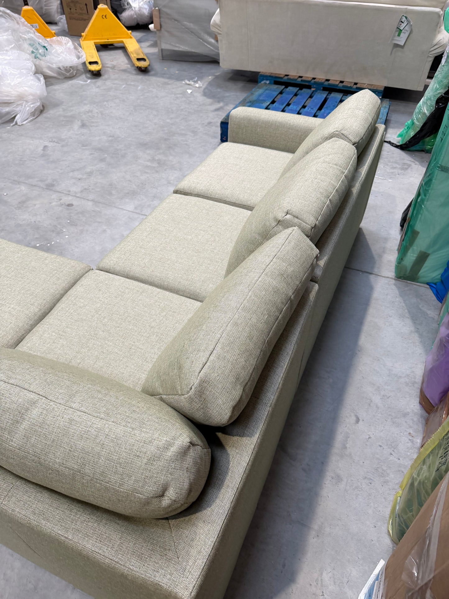 John Lewis Oliver Corner Sofa Light Leg Aquaclean Aston Green