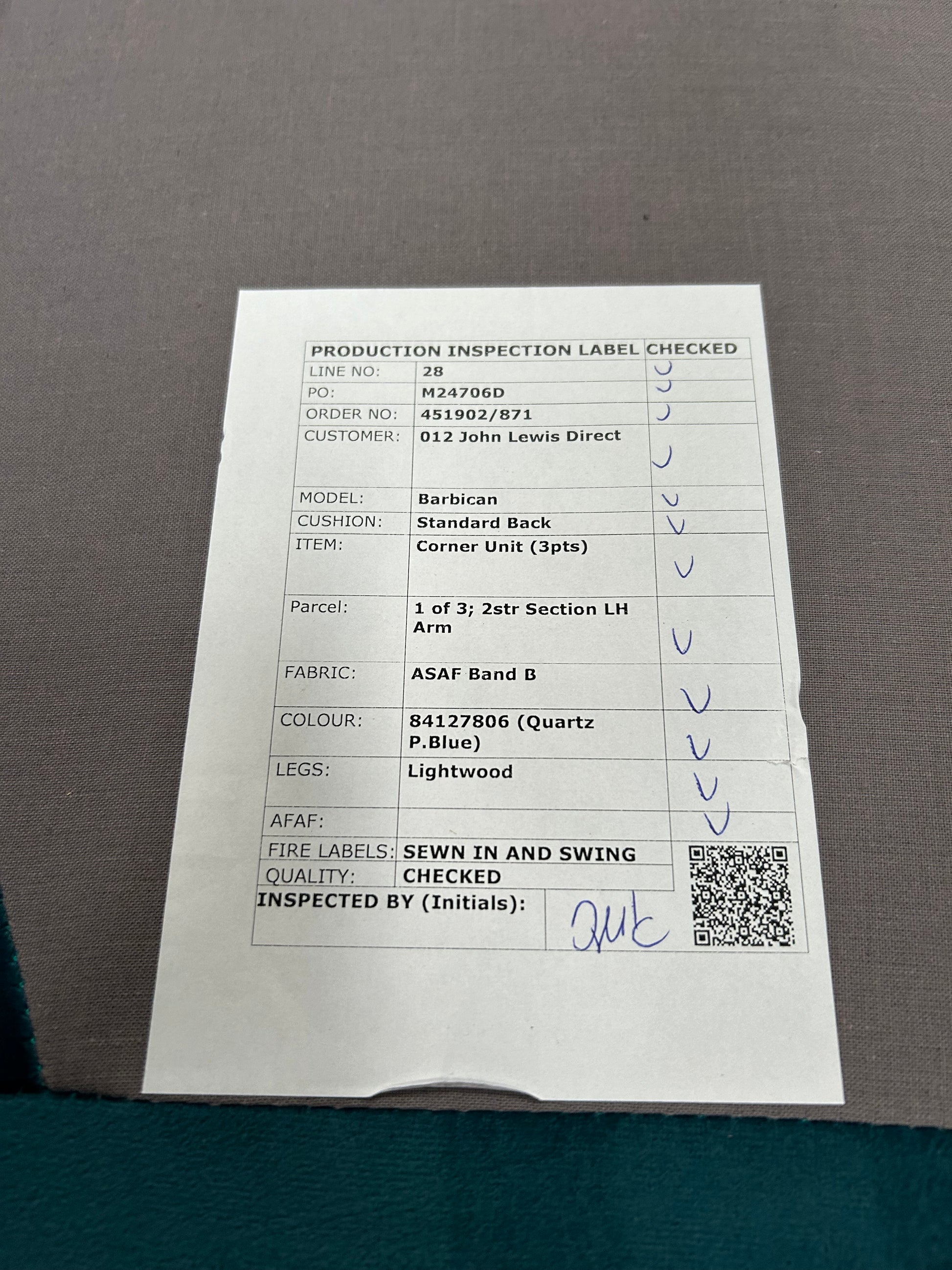 John Lewis Barbican 5+ Seater Corner Sofa Quartz Pale Blue Velvet