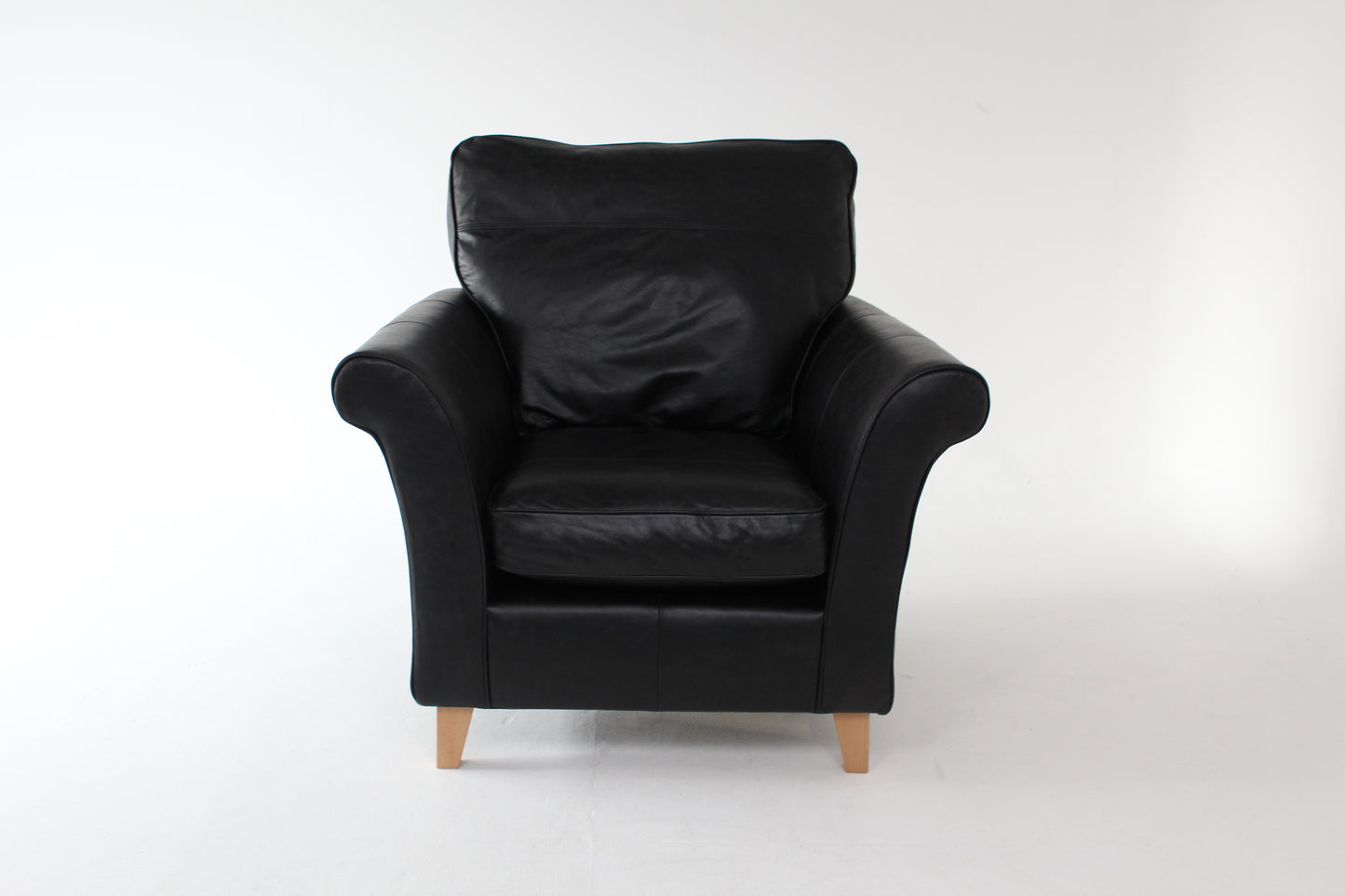 John Lewis Charlotte Leather Armchair, Dark Leg, Piccadilly Black