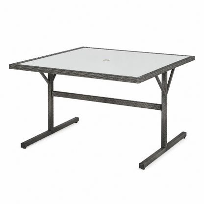 John Lewis Alora Cube 6-Seater Garden Dining Table, Brown/Grey