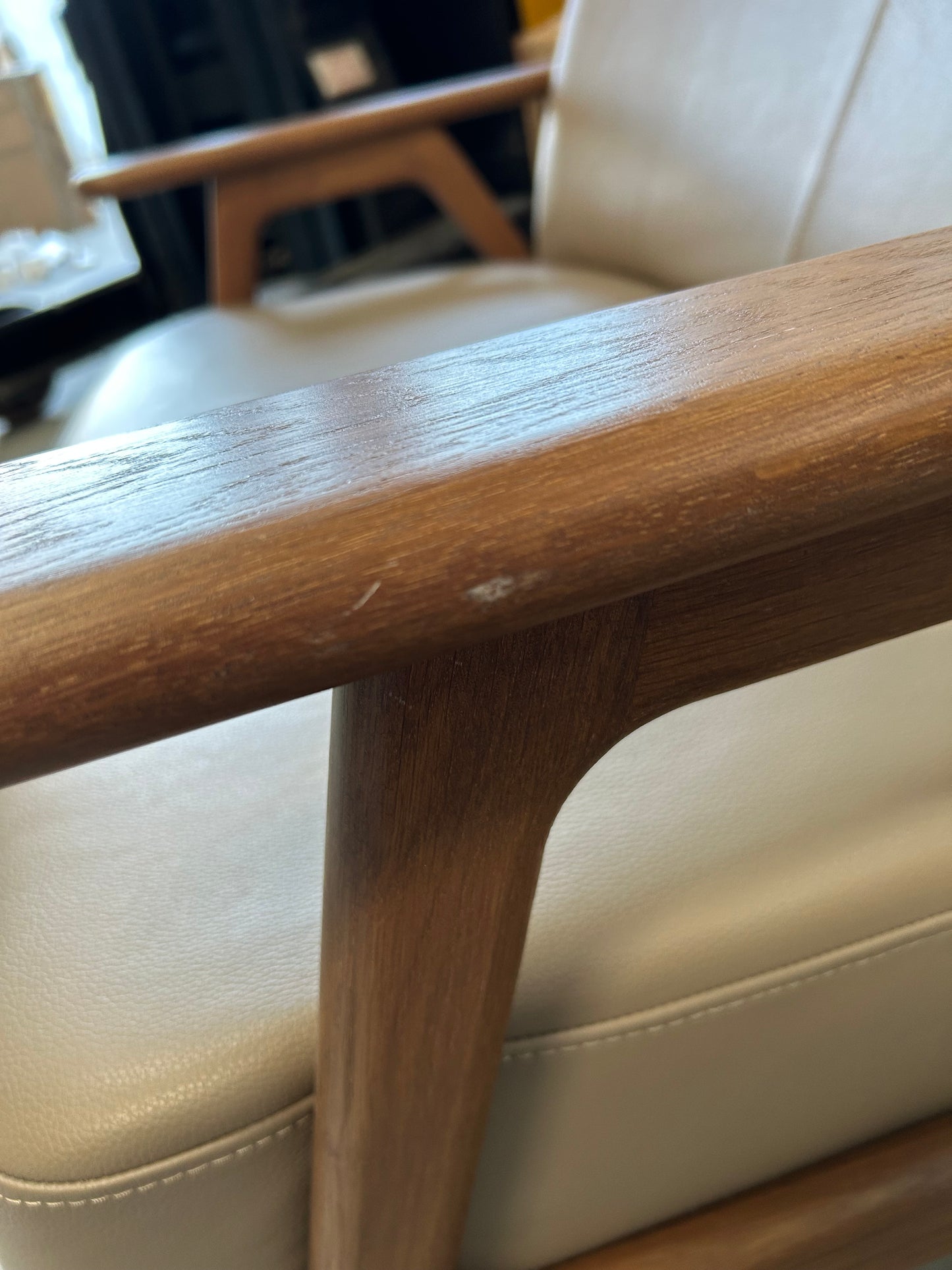 John lewis hendricks medium 2 seater leather sofa dark wood frame 113cm long x 83cm deep x 75cm high, mushroom in colour, List