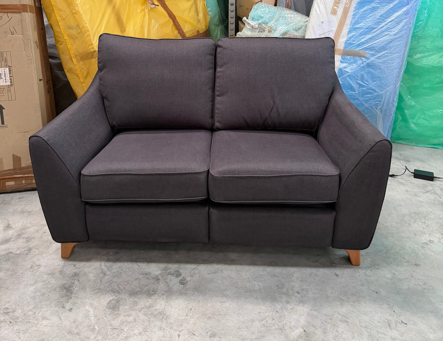 G Plan Vintage 68 RHF Small 2 Seater Sofa Single Footrest Aquaclean Grey