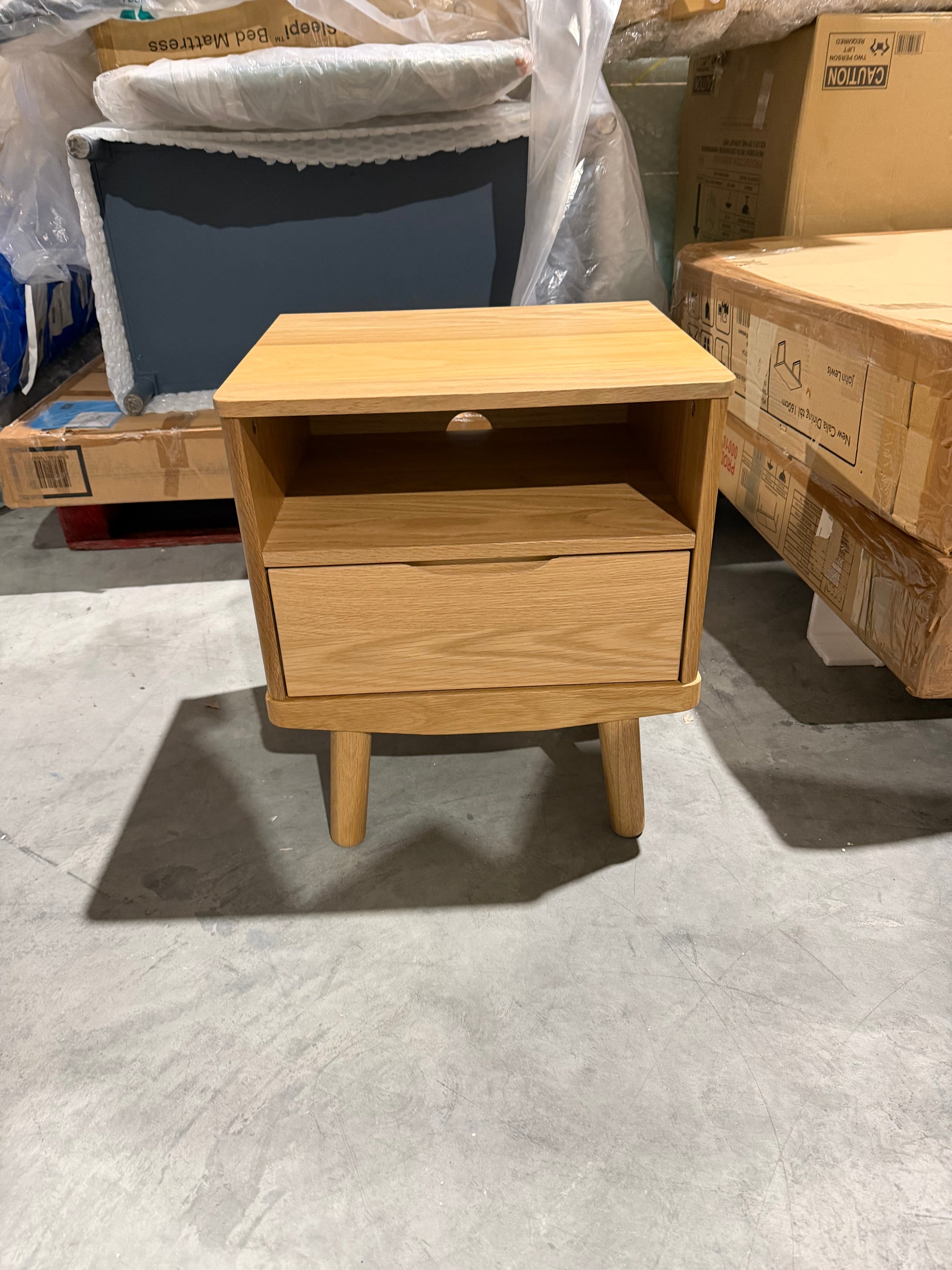 John Lewis Bedside Table Bow 1 Drawer, Natural