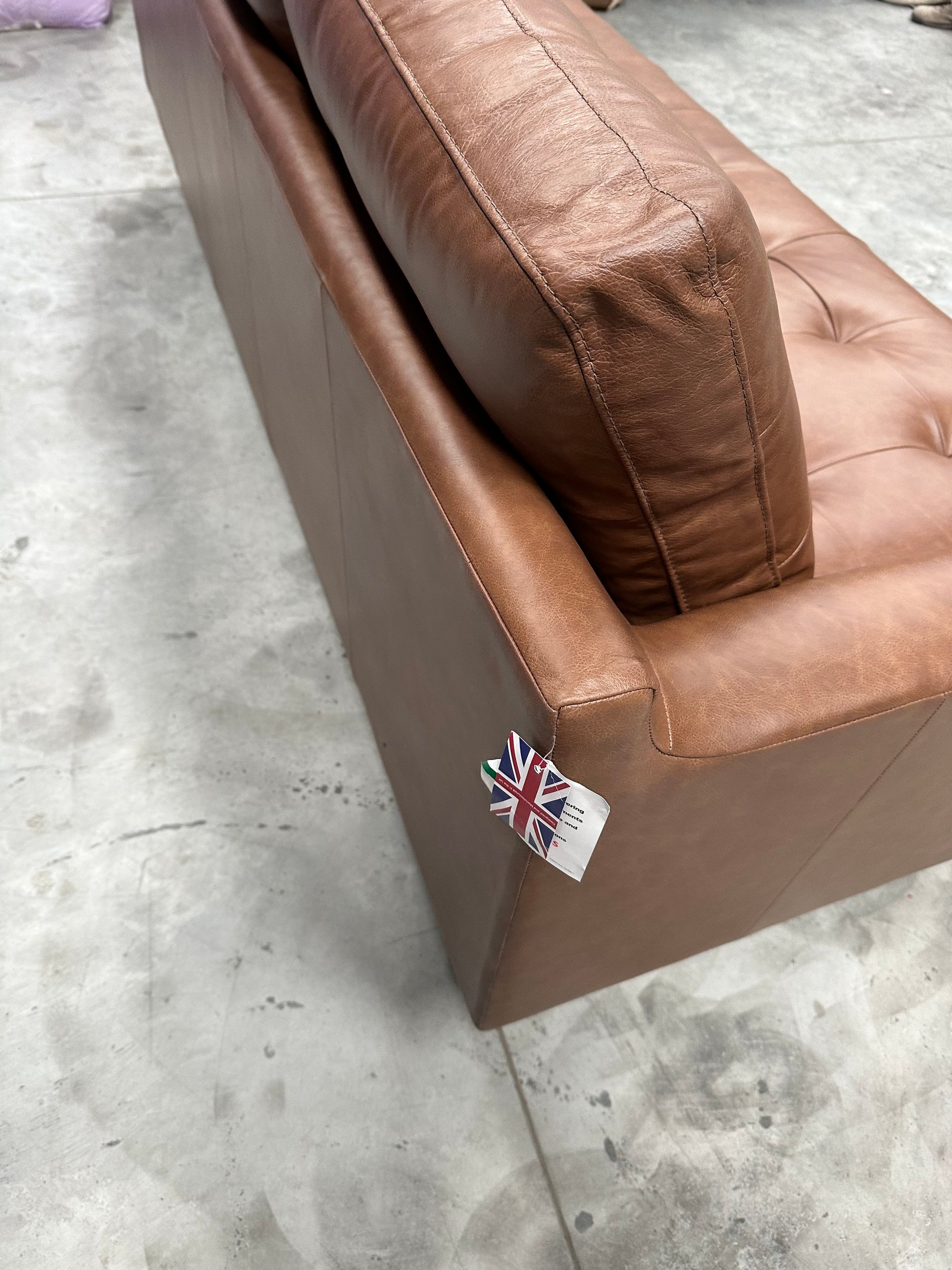 John Lewis Draper II Grand 4 Seater Sofa, Dark Leg Leather Light Tan