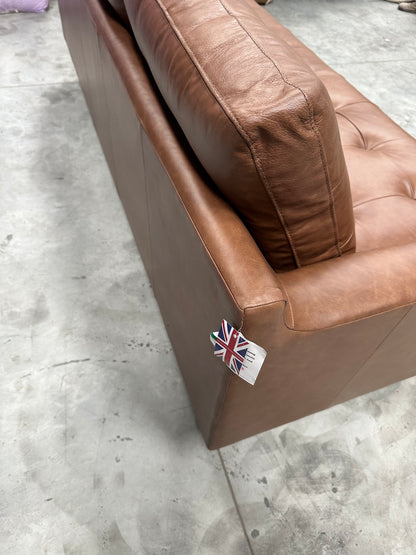 John Lewis Draper II Grand 4 Seater Sofa, Dark Leg Leather Light Tan