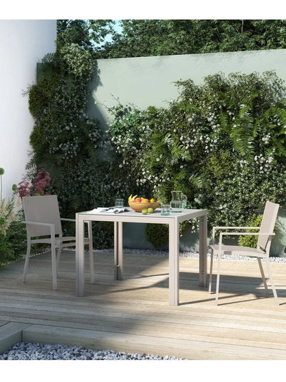 John Lewis Miami Garden Dining Chair, Set of 2, Light Grey