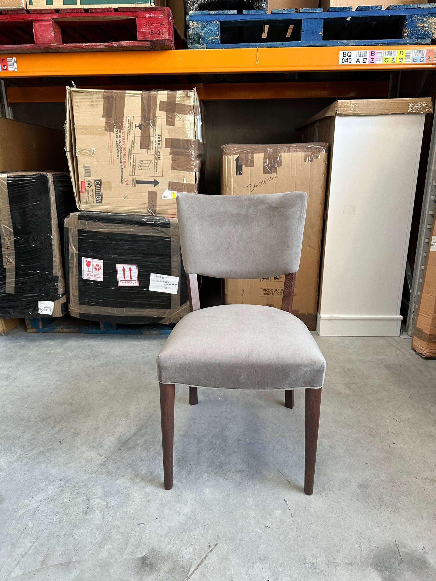 John Lewis Parisian Velvet Grey Dining Chair, FSC-Certified (Beech Wood)