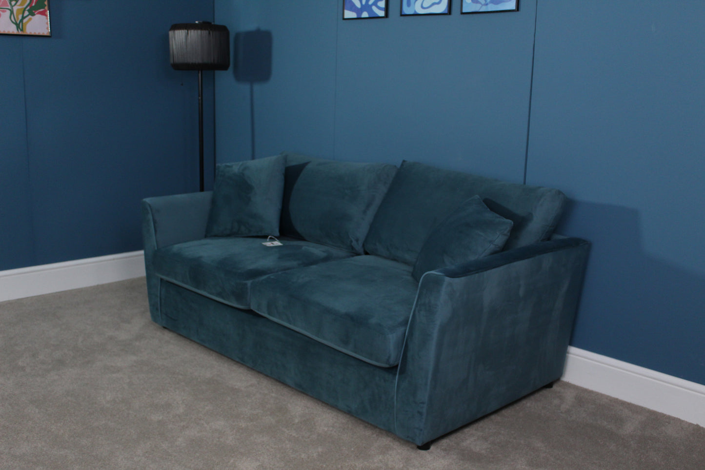 Brook & Wilde 2 Seater Sofa Bed in Teal Velvet - Made in UK - Bespoke