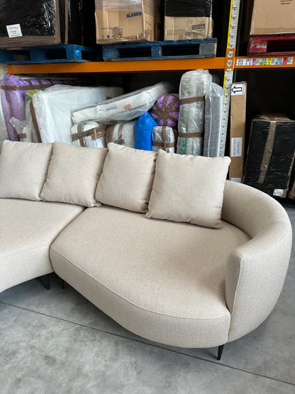 John Lewis Lozenge Grand 5 Seater LHF Chaise End Sofa, Metal Leg, Twisted Boucle Putty