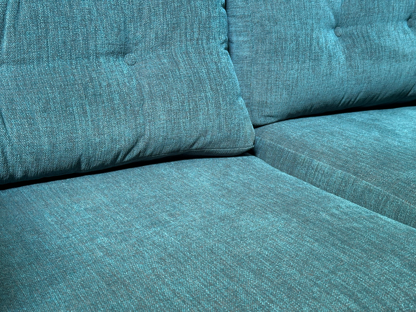 JOHN LEWIS BOOTH MEDIUM 2 SEATER SOFA IN EASY CLEAN TEAL WITH LIGHT LEGS