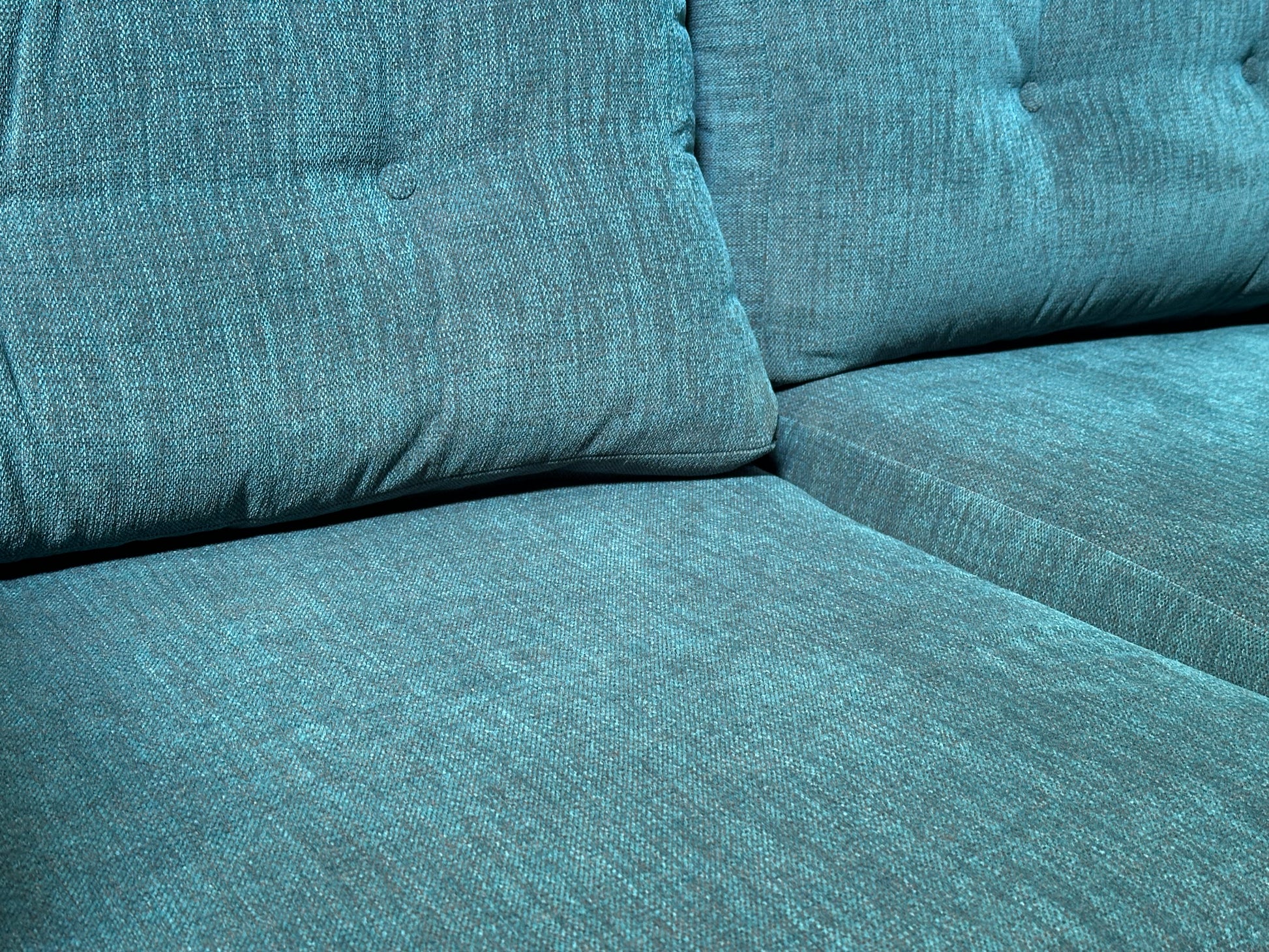 JOHN LEWIS BOOTH MEDIUM 2 SEATER SOFA IN EASY CLEAN TEAL WITH LIGHT LEGS