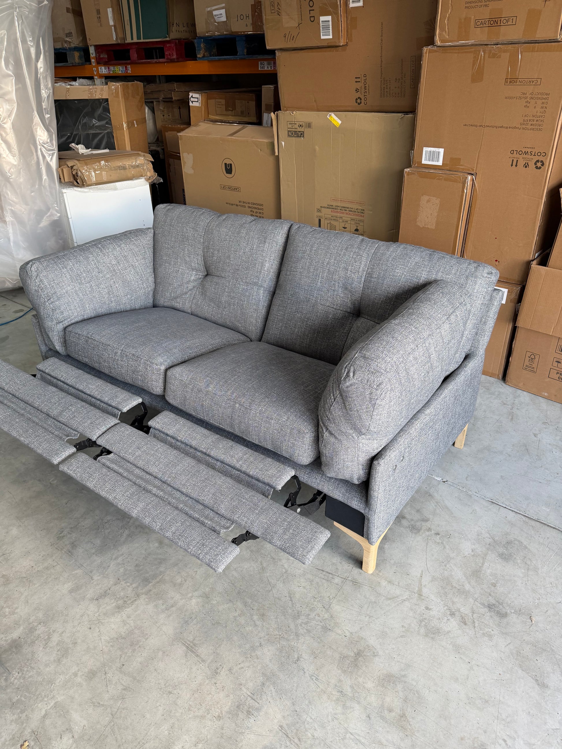 John Lewis Sofa Power Recliner Java Medium 2 Seater Storm Grey Easy Clean