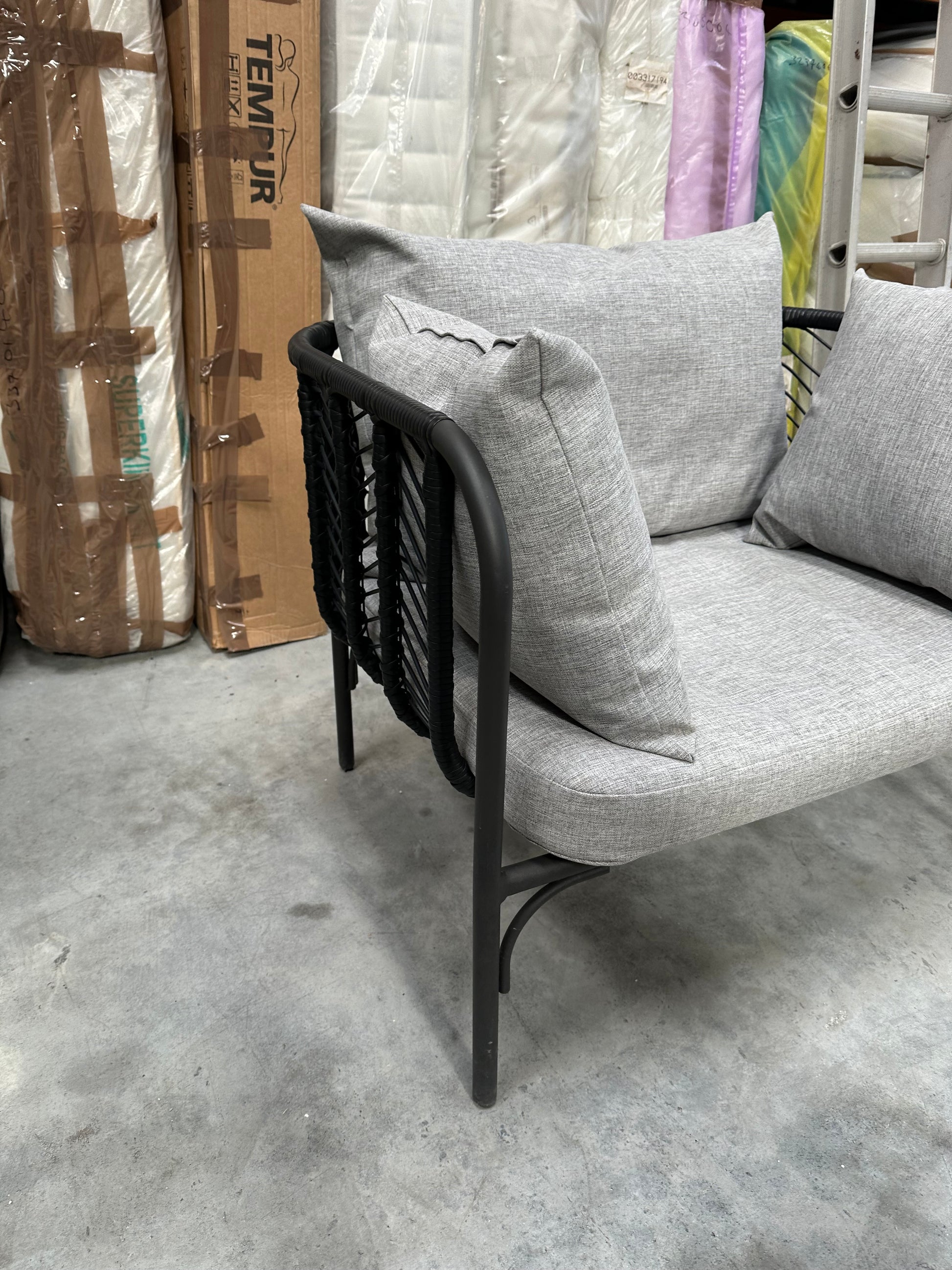 John Lewis Chevron Garden Lounging Chair, Black/Grey