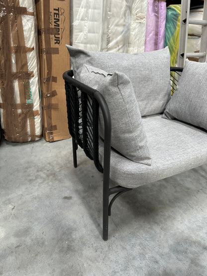John Lewis Chevron Garden Lounging Chair, Black/Grey