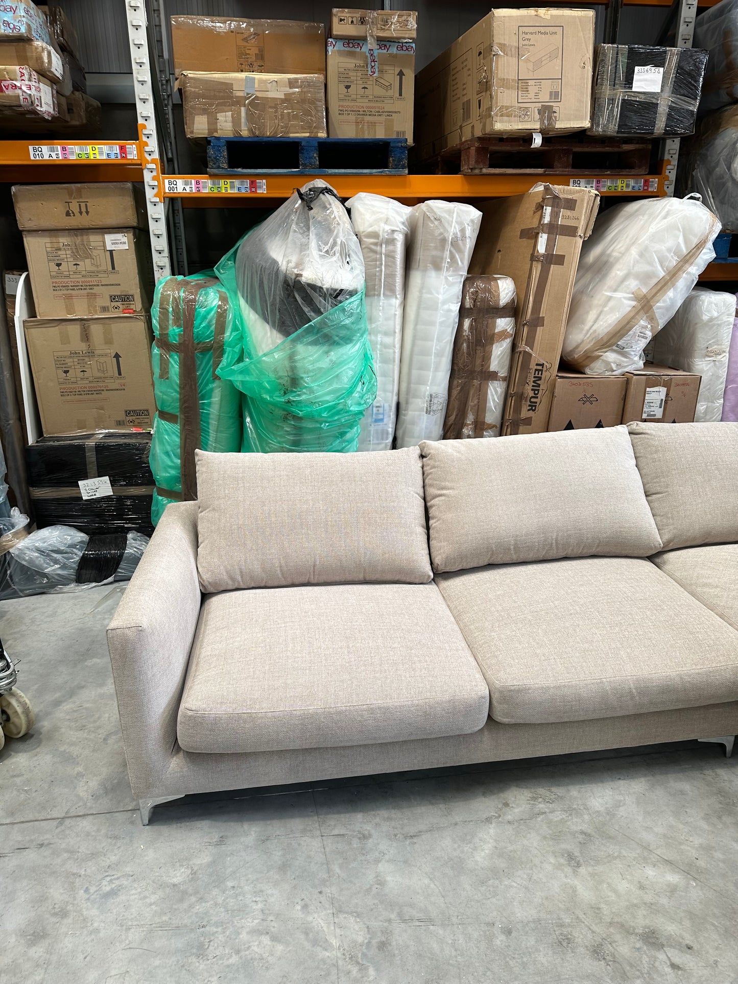 John Lewis Retreat 5+ Seater RHF Corner Chaise End Sofa, Metal Leg, Soft Touch Chenille Natural