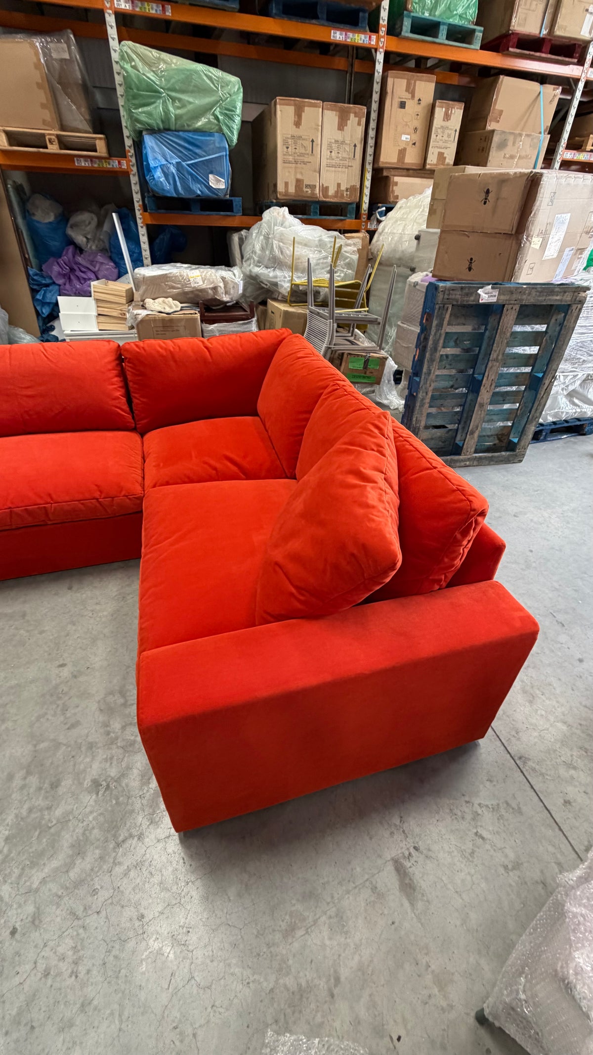 John Lewis Mellow LHF Corner Sofa  Plush Velvet Paprika Easy Clean