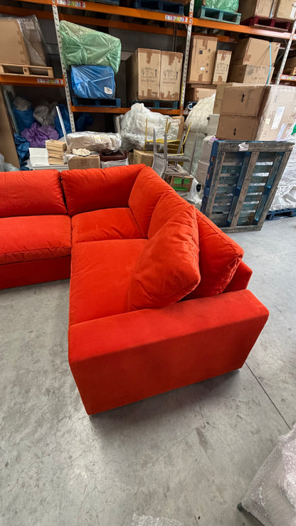 John Lewis Mellow LHF Corner Sofa  Plush Velvet Paprika Easy Clean