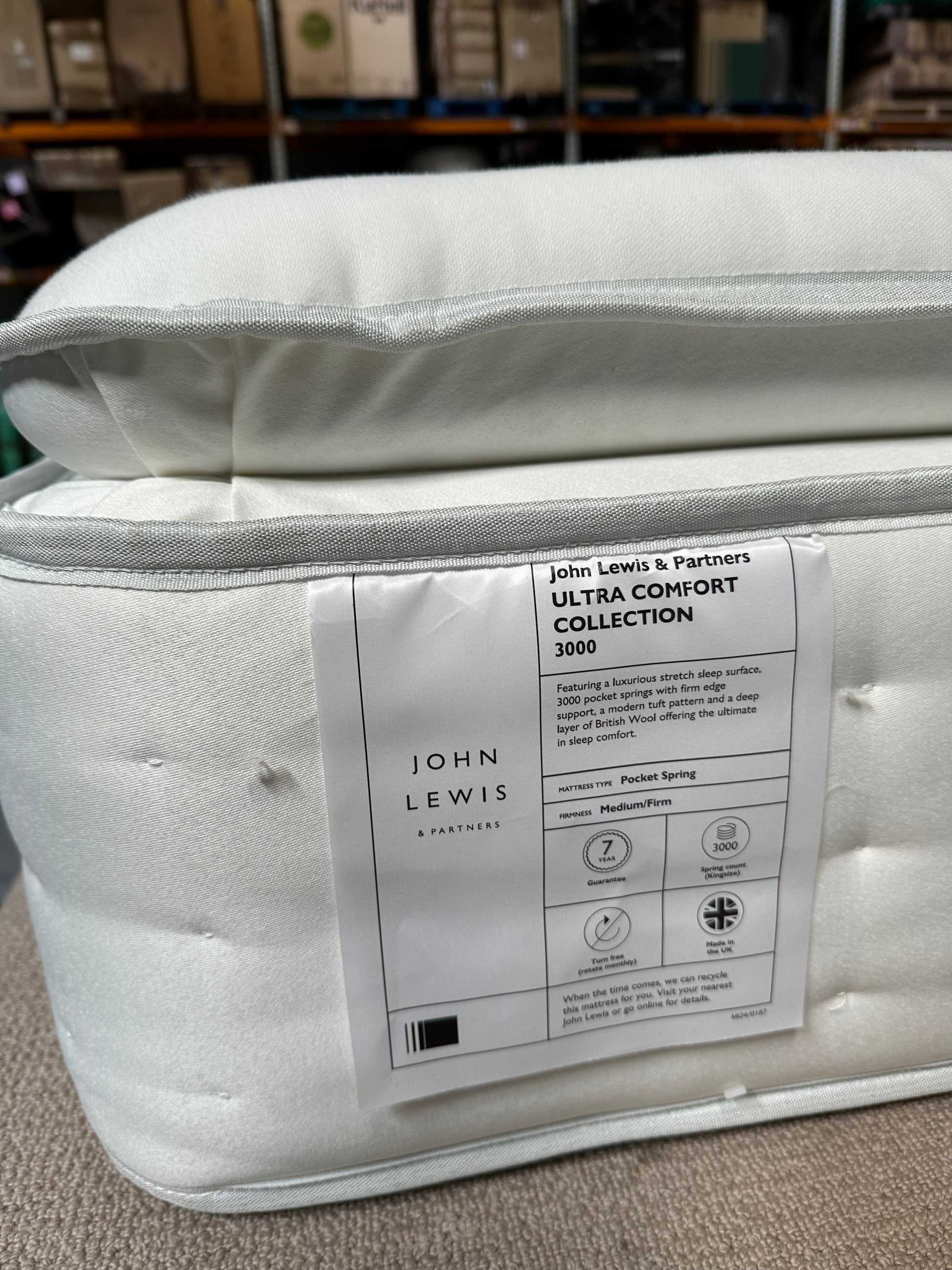John Lewis Ultra Comfort Collection 3000 Pillowtop Mattress, Medium/Firm Tension, Single