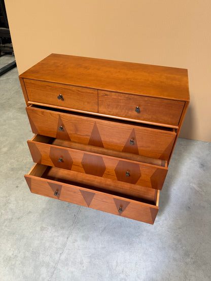 John Lewis Marquetry 5 Drawer Wood Chest, Natural