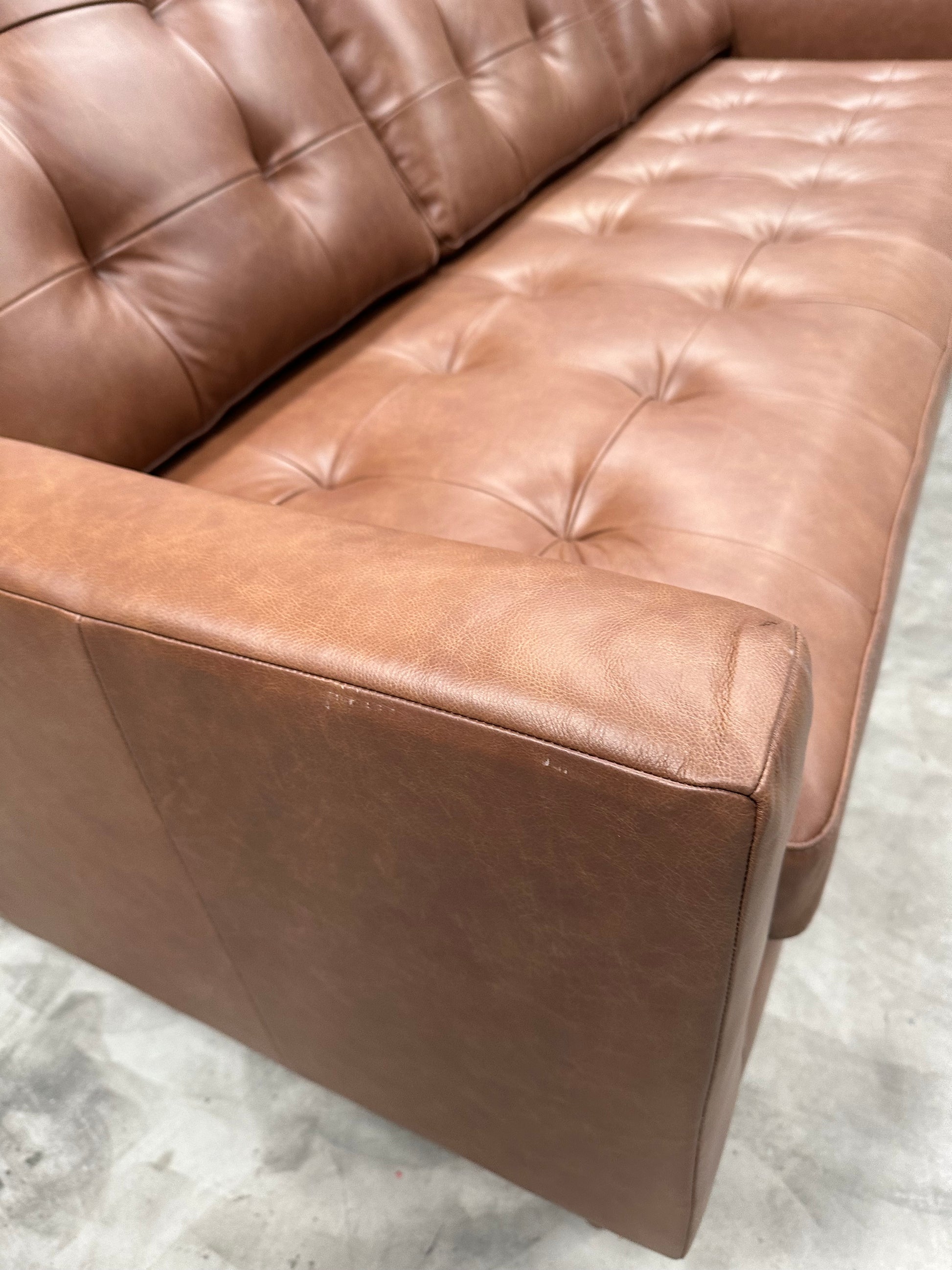 John Lewis Draper II Grand 4 Seater Sofa, Dark Leg Leather Light Tan