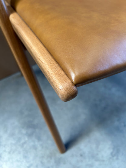 John Lewis X-Ray Leather Dining Armchair, Oak/Camel