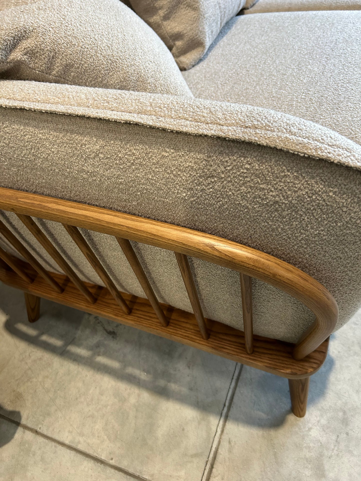 ercol for John Lewis Hexton Large 3 Seater Sofa Vintage Ash Leg Boucle Natural