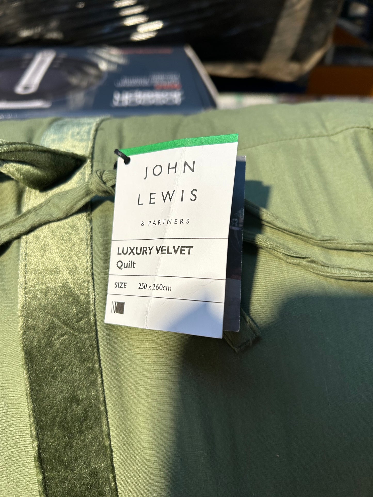John Lewis Boutique Hotel Velvet Stitch Quilted Bedspread, Green, L260 x W250cm