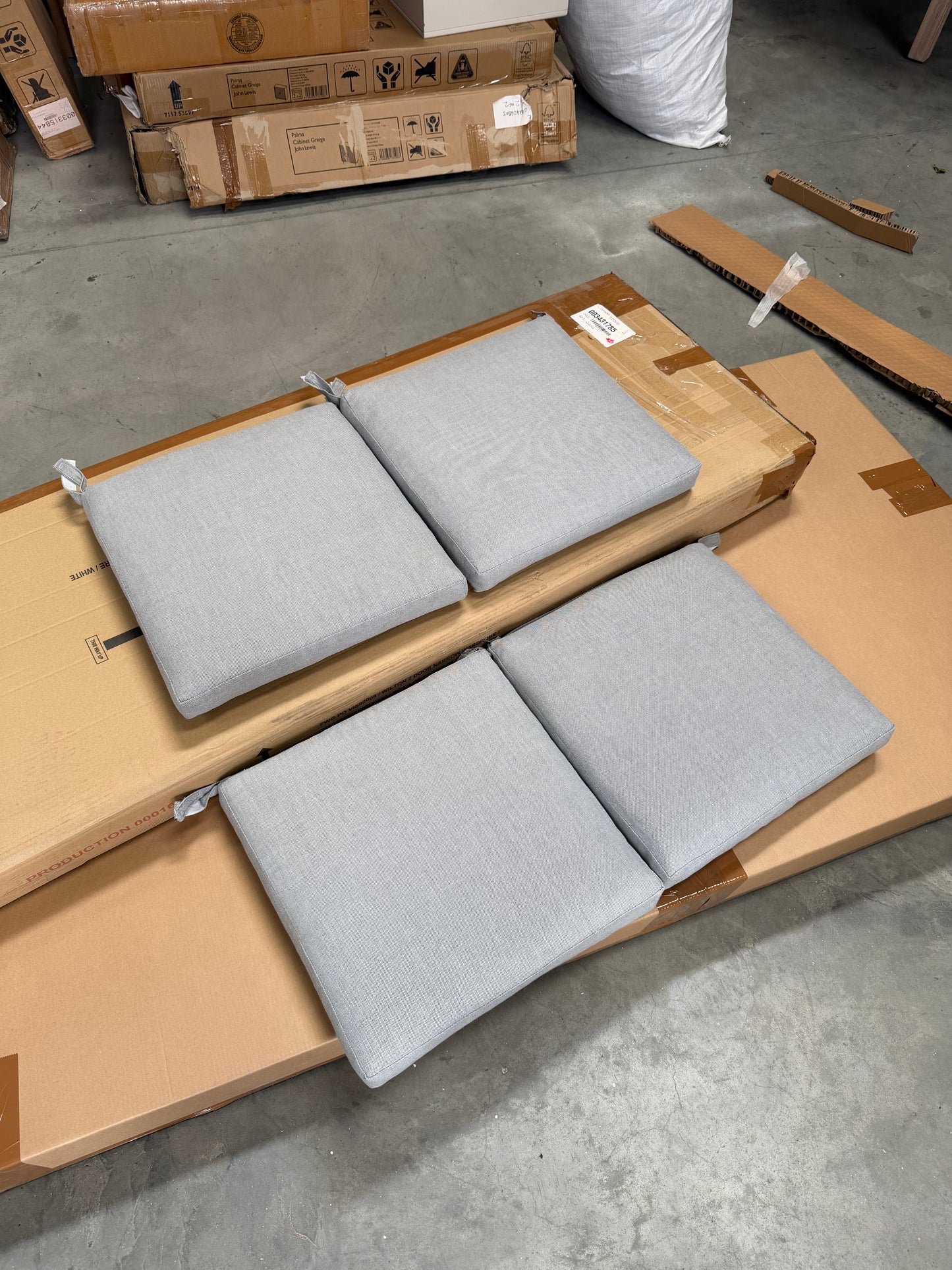 John Lewis Marlow Aluminium 4-Seater Square REPLACEMENT CUSHIONS ONLY – Grey