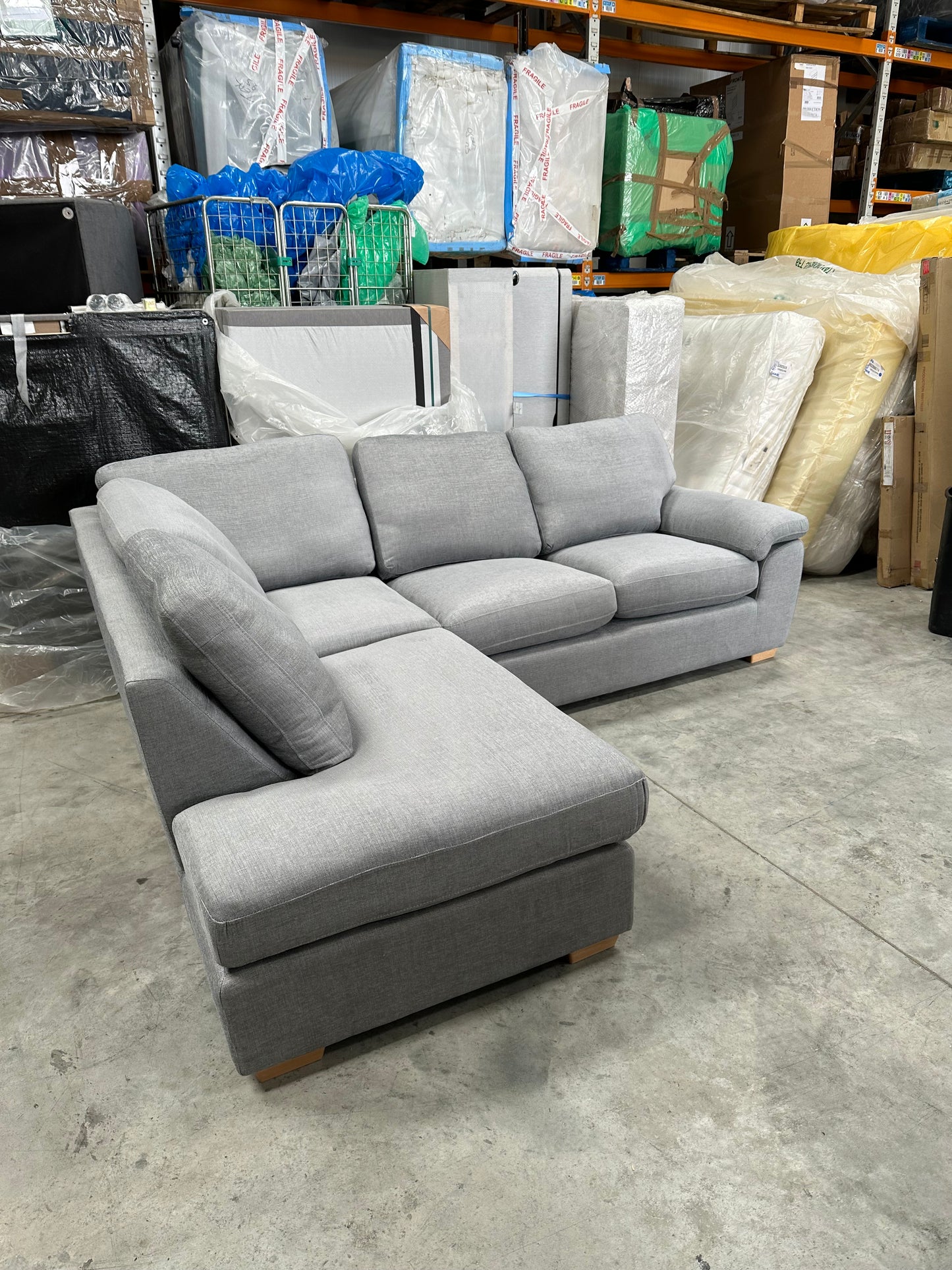 John Lewis Camden 5+ Seater LHF Corner End Chaise In Charm Pale Grey