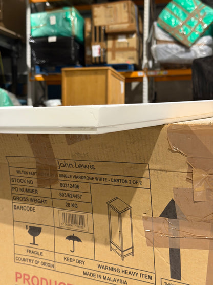 John Lewis Wilton Single Wardrobe, White