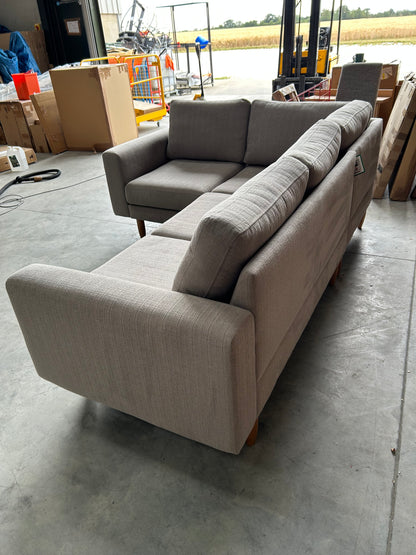 Hutch Fabric Block Arm 4 Seater Corner Sofa - Dove Grey