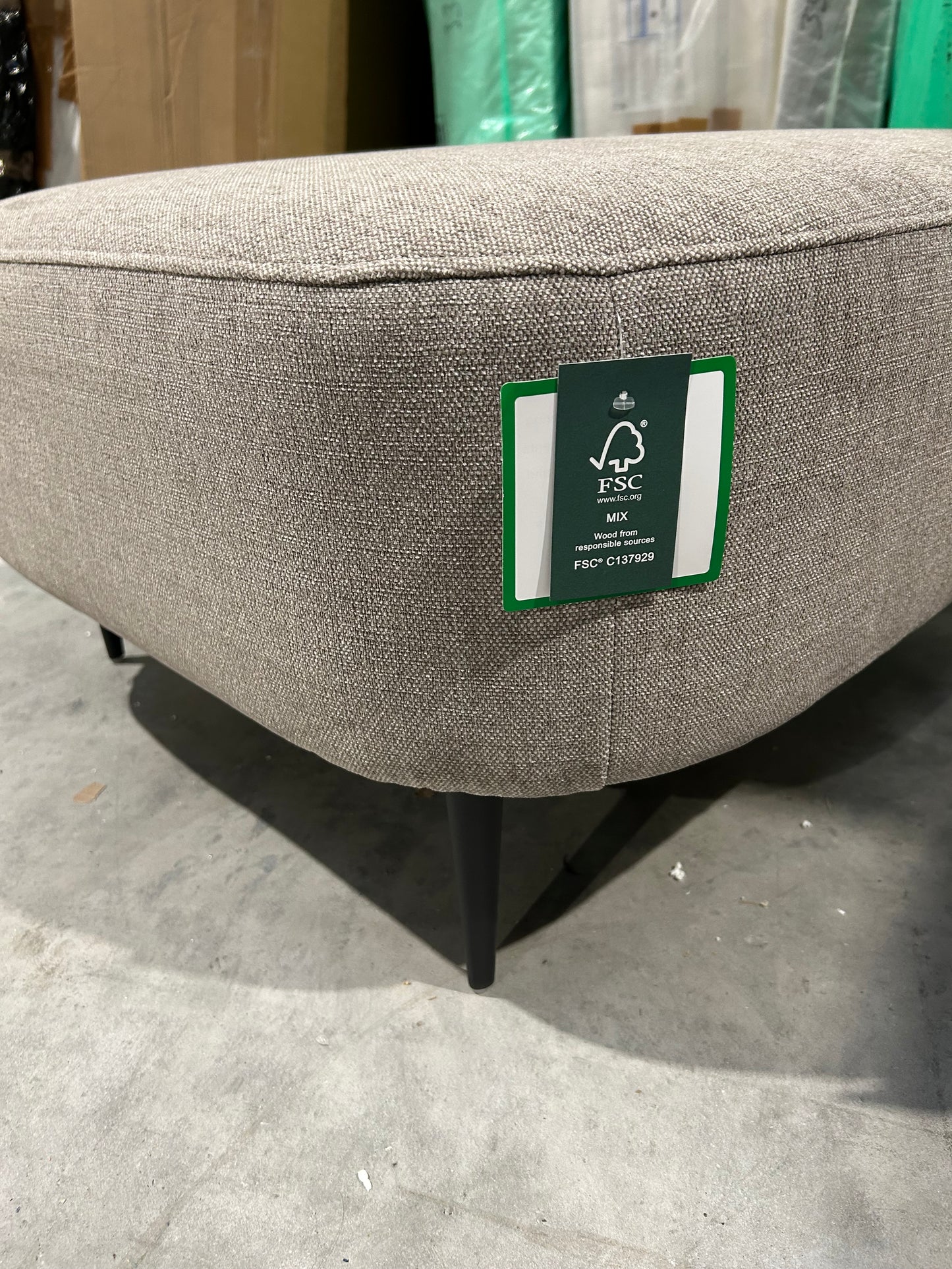 John Lewis Lozenge Footstool, Metal Legs Opal Putty