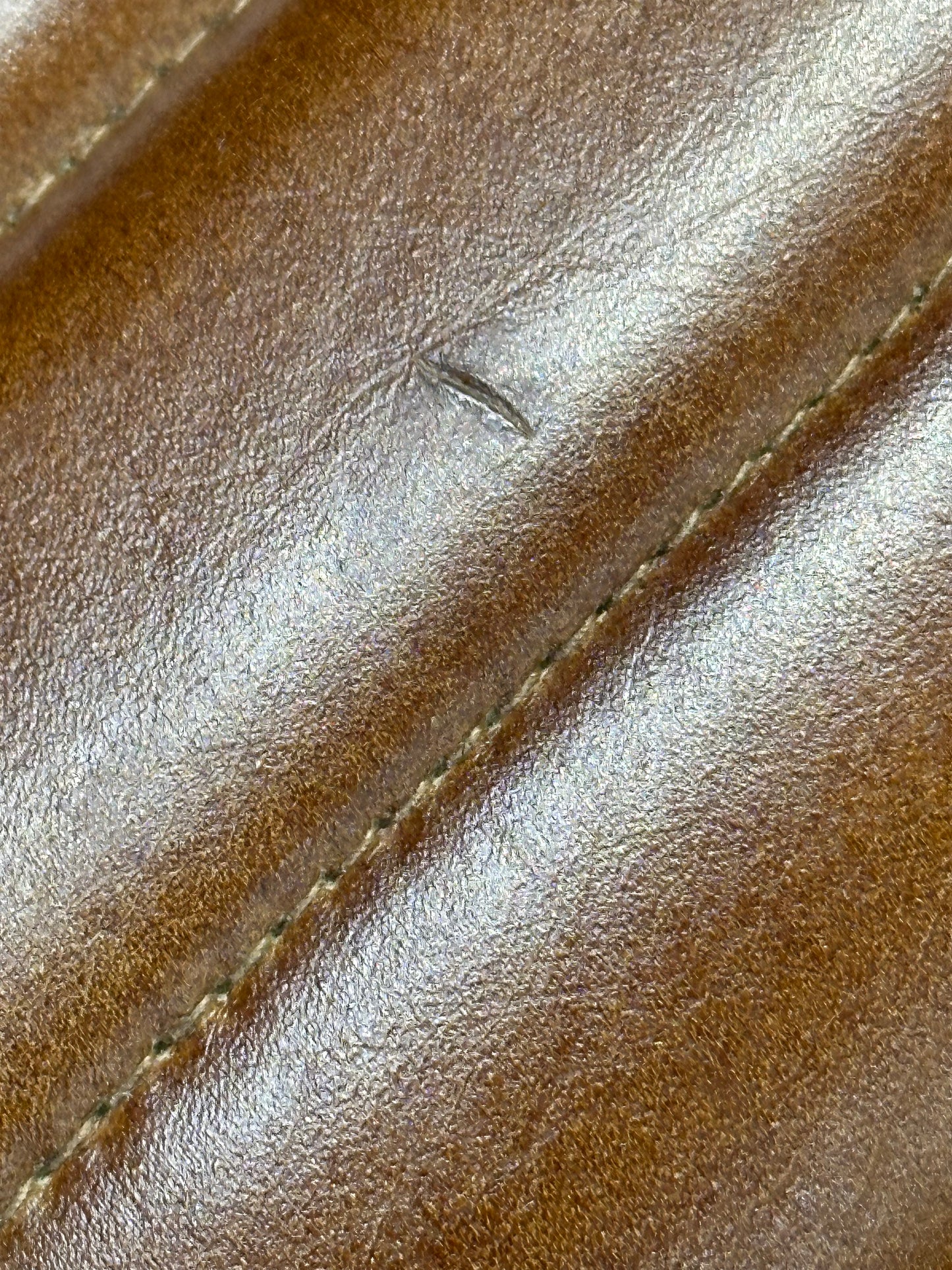 nkuku Narwana Ribbed Leather Stool, 75cm, Aged Tan