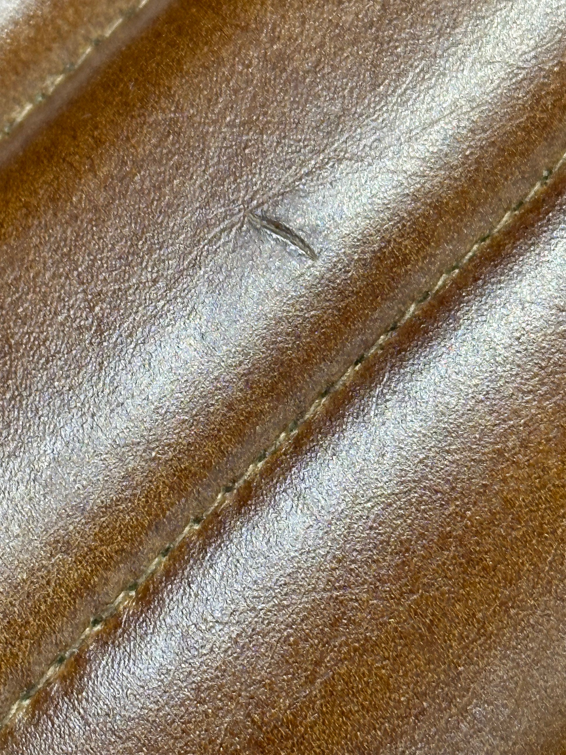 nkuku Narwana Ribbed Leather Stool, 75cm, Aged Tan