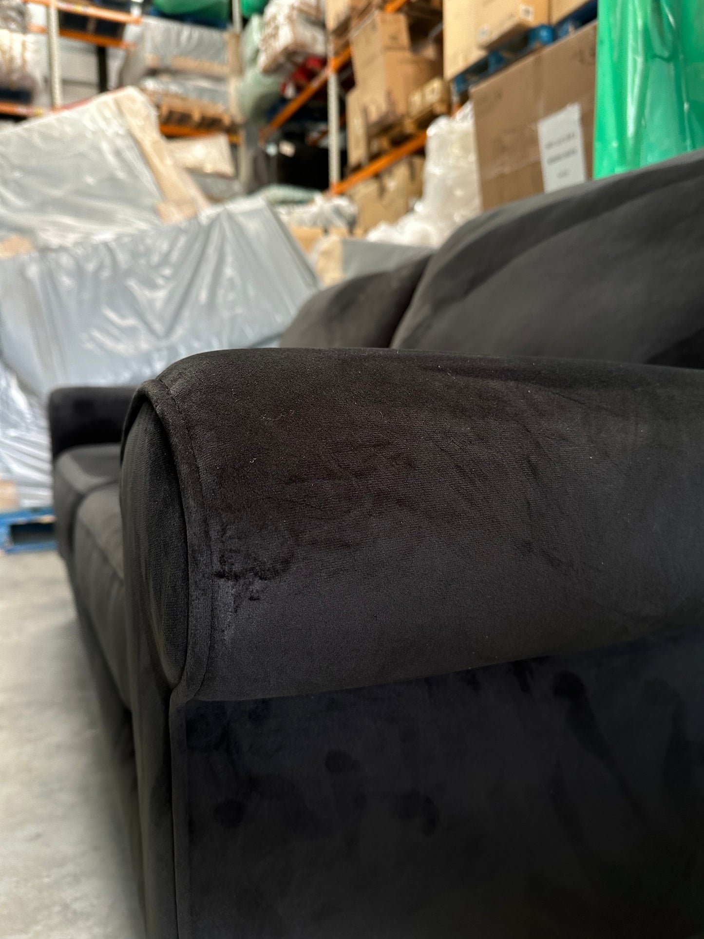 John Lewis Camber Large 3 Seater Sofa Black Velvet