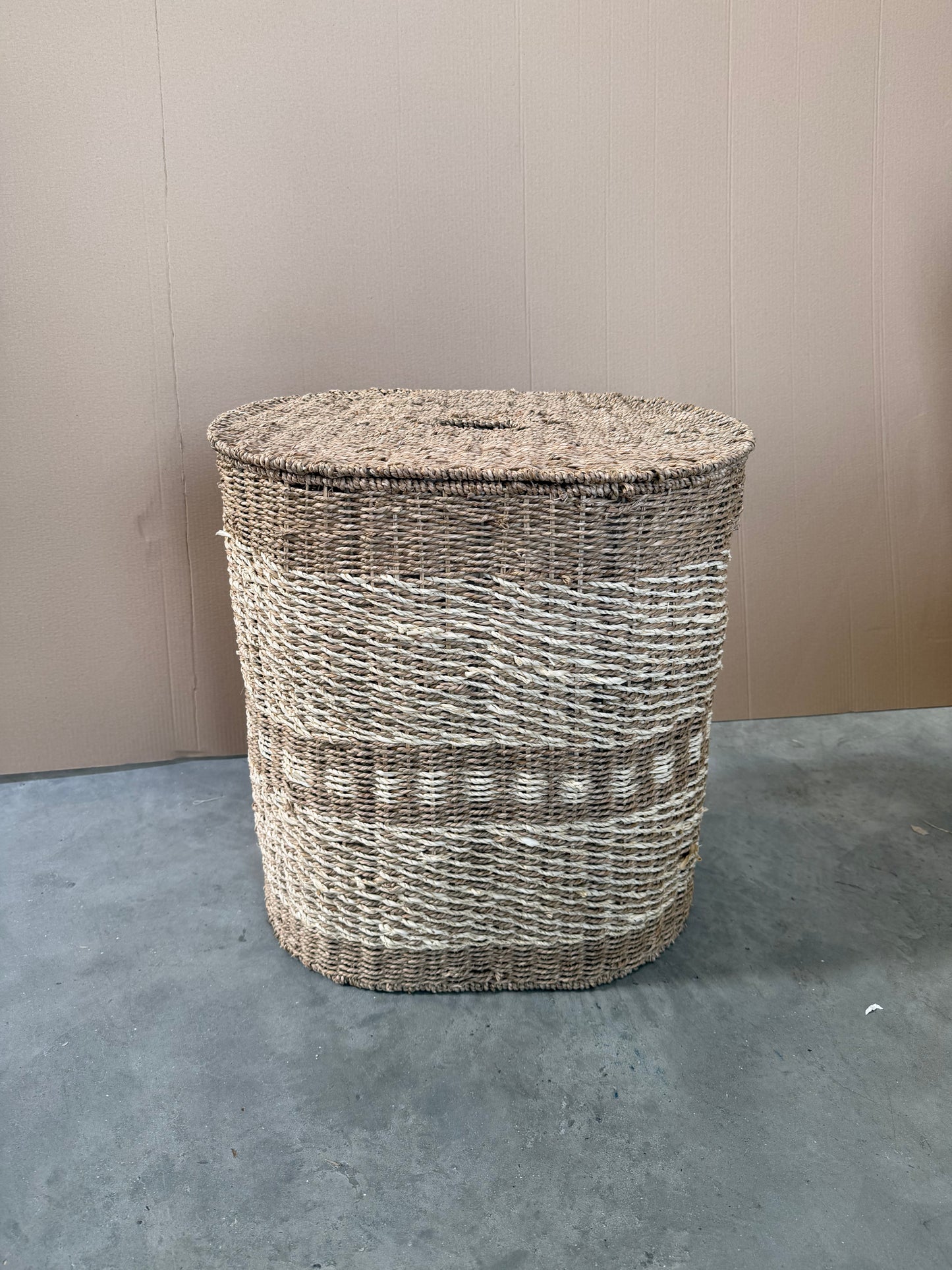 John Lewis Woven Seagrass Oval Laundry Basket, Natural