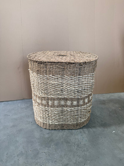 John Lewis Woven Seagrass Oval Laundry Basket, Natural