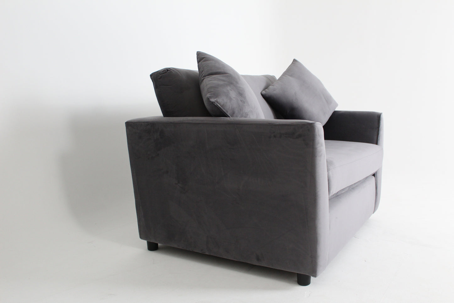 Brook & Wilde Sofa Love Seat Cuddle Chair in Grey Velvet - Made in UK