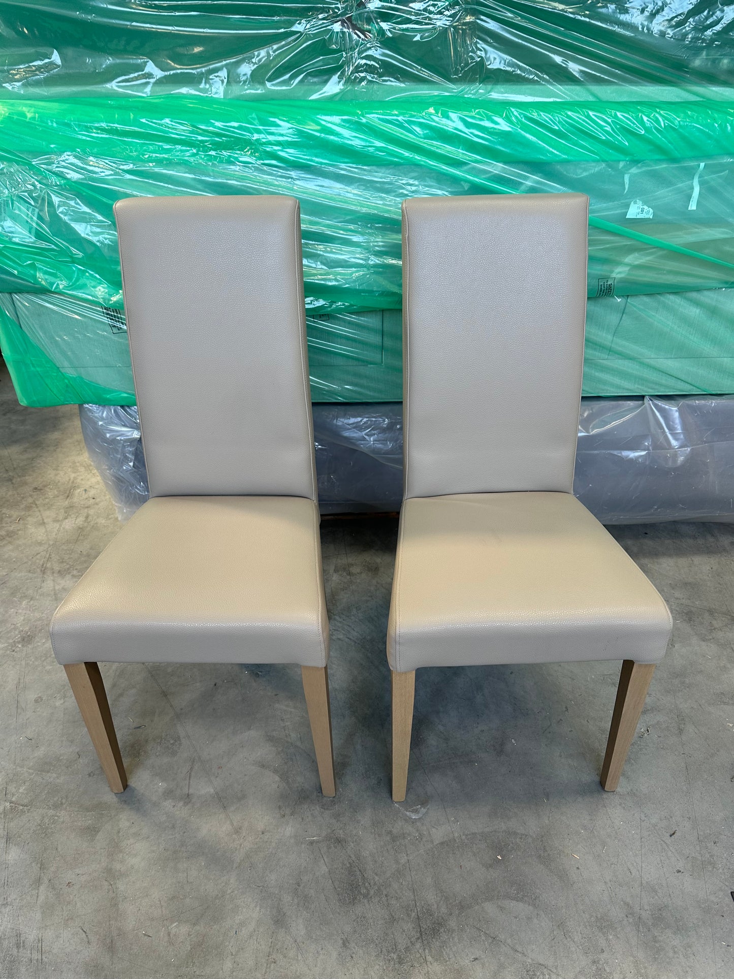 John Lewis Slender Faux Leather Dining Chairs, Set of 2 Taupe