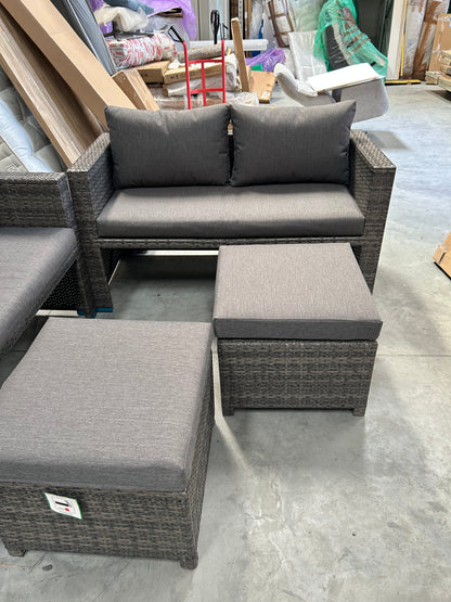 John Lewis Garden Sofas & Stools Set, Brown/Grey Alora Cube 6-Seater