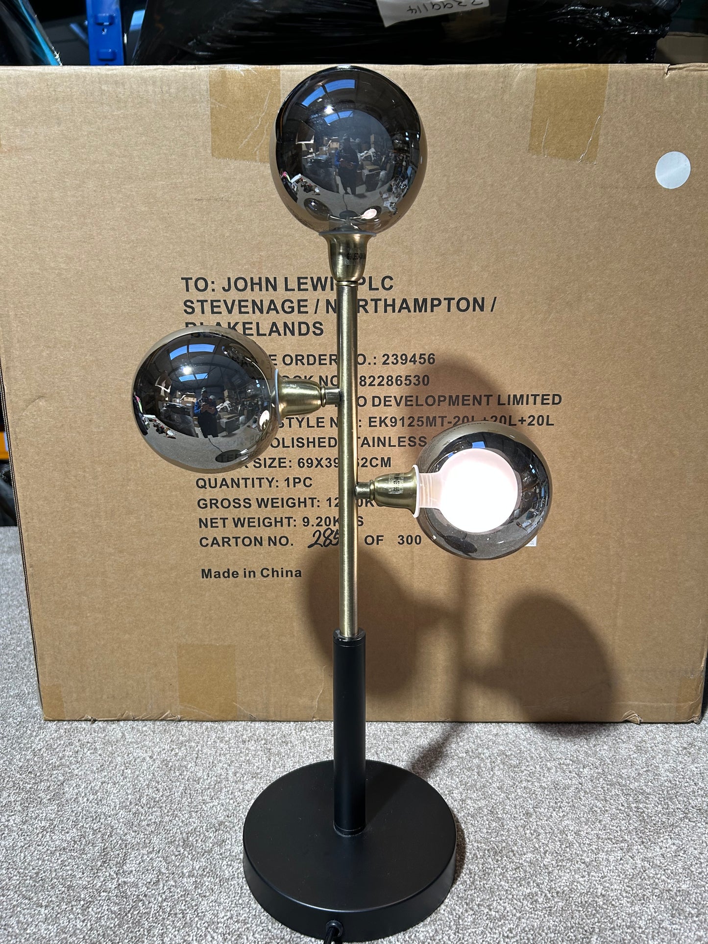 John Lewis Huxley 3 Globe Complete Table Lamp, Black