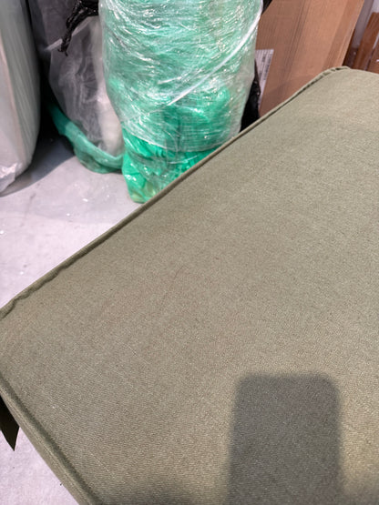 John Lewis Border Footstool, Dark Leg, Relaxed Linen Olive