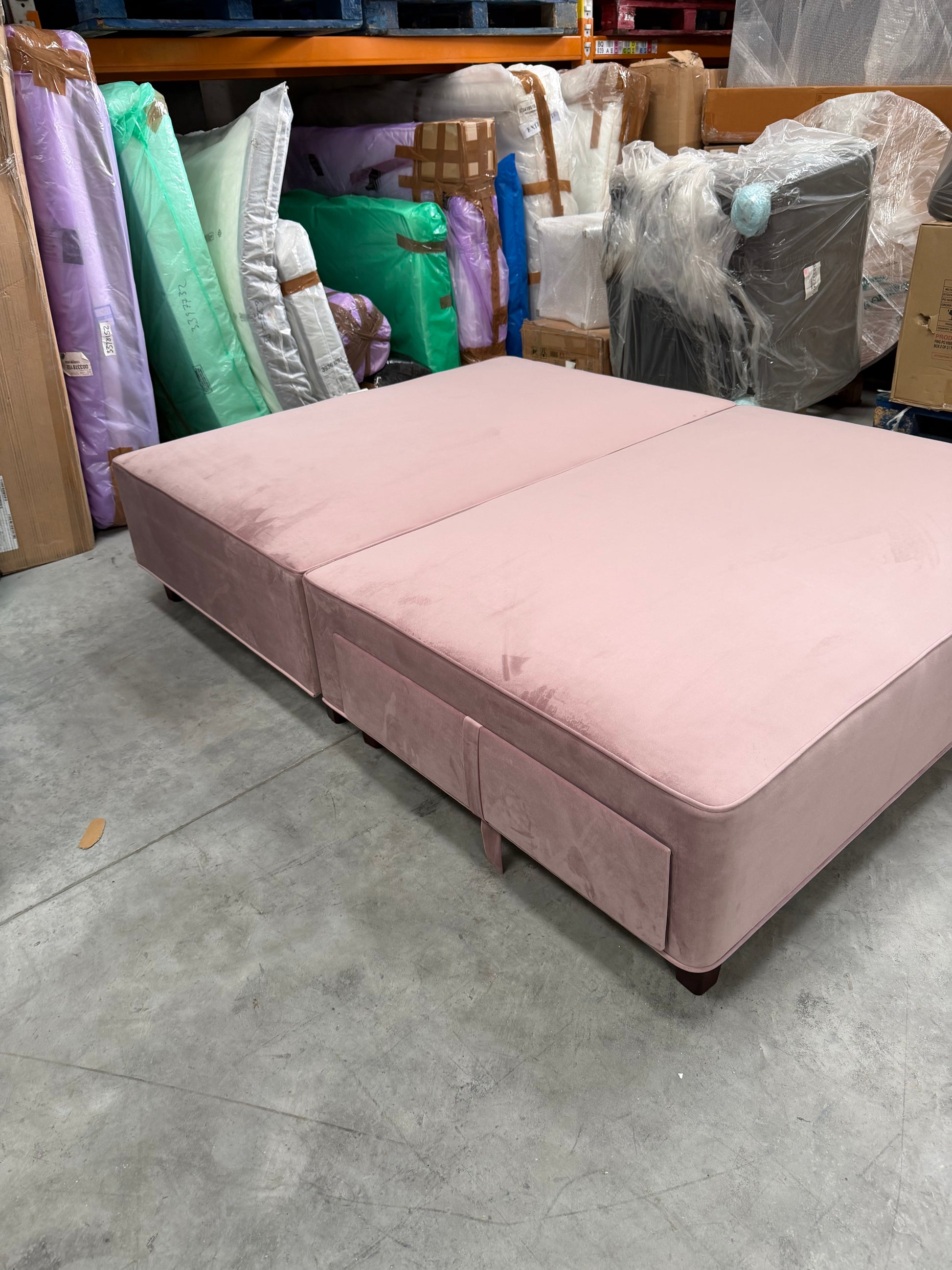 Vispring  Signature Divan Plush Velvet Coral Pink Two Drawers