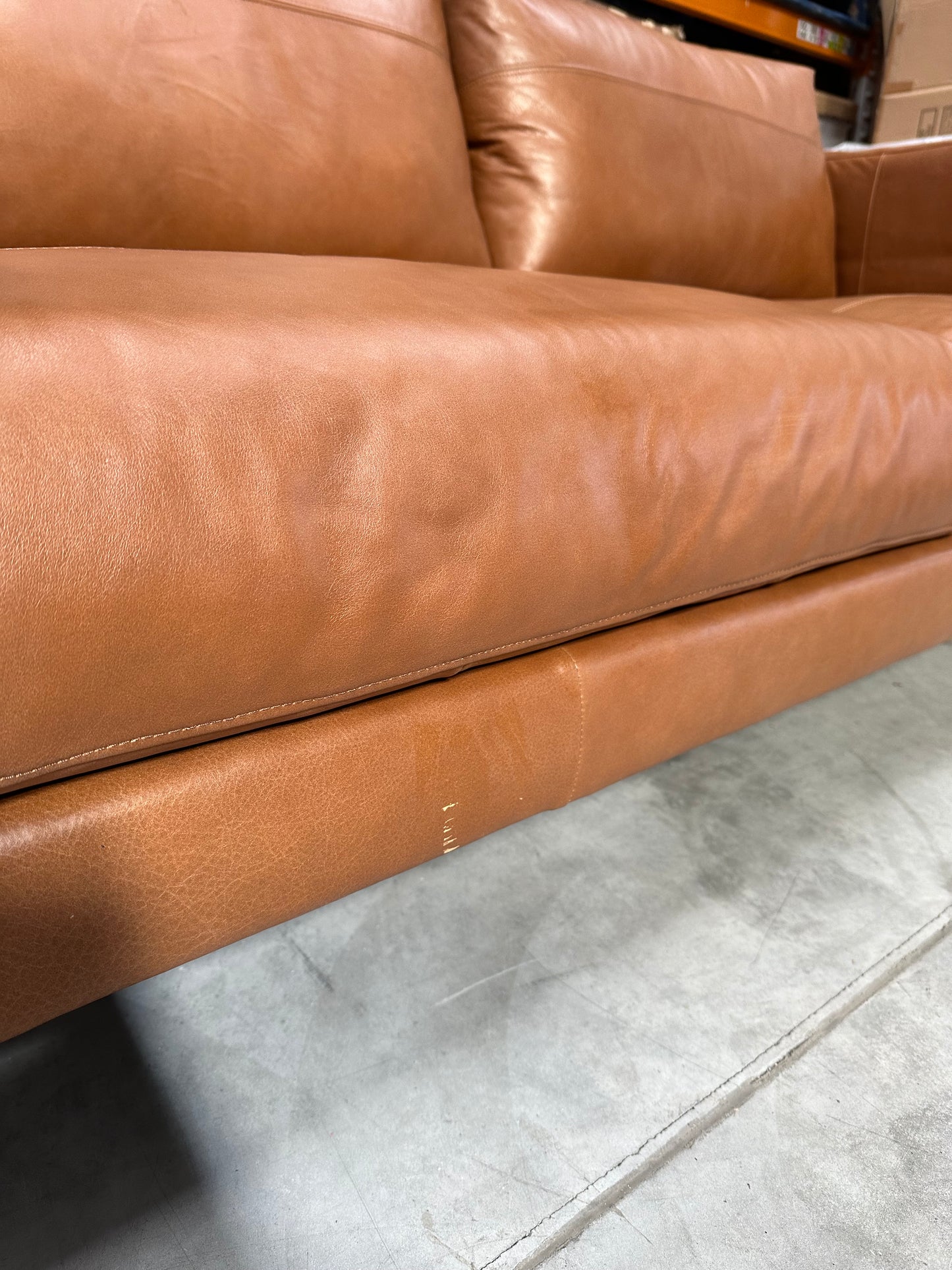 John Lewis Nest Medium 2 Seater Leather Sofa, Light Leg, Butterscotch Leather