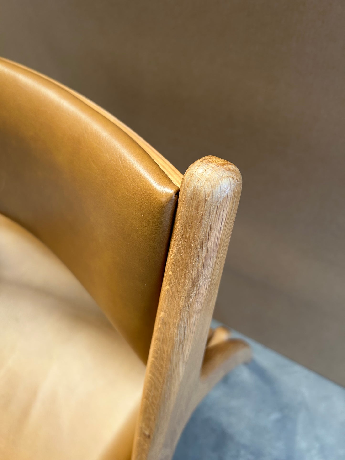 John Lewis X-Ray Leather Dining Armchair, Oak/Camel