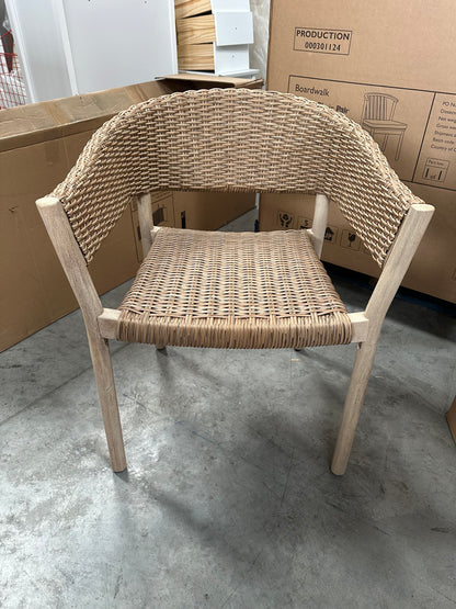 John Lewis Burford Garden Woven Dining Chairs, Set of 2 Acacia Wood Natural