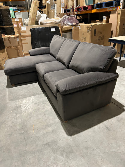 John Lewis Camden 5+ Seater LHF Storage Chaise End Sofa Bed Plush Velvet Charcoal