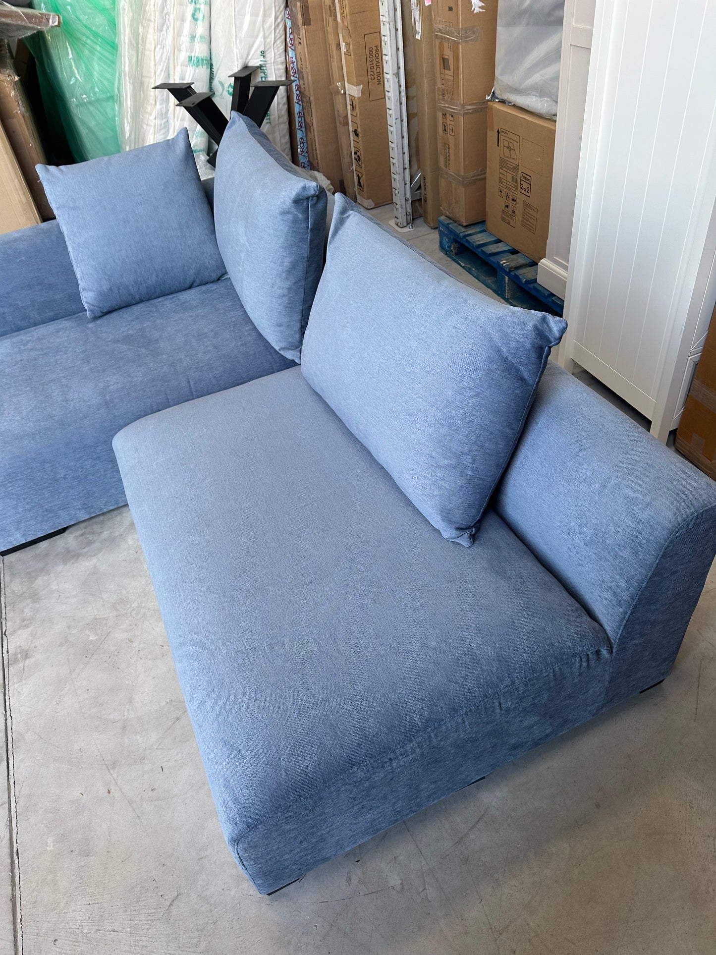 John Lewis Tokyo LHF Corner Group Blue Aqua Clean