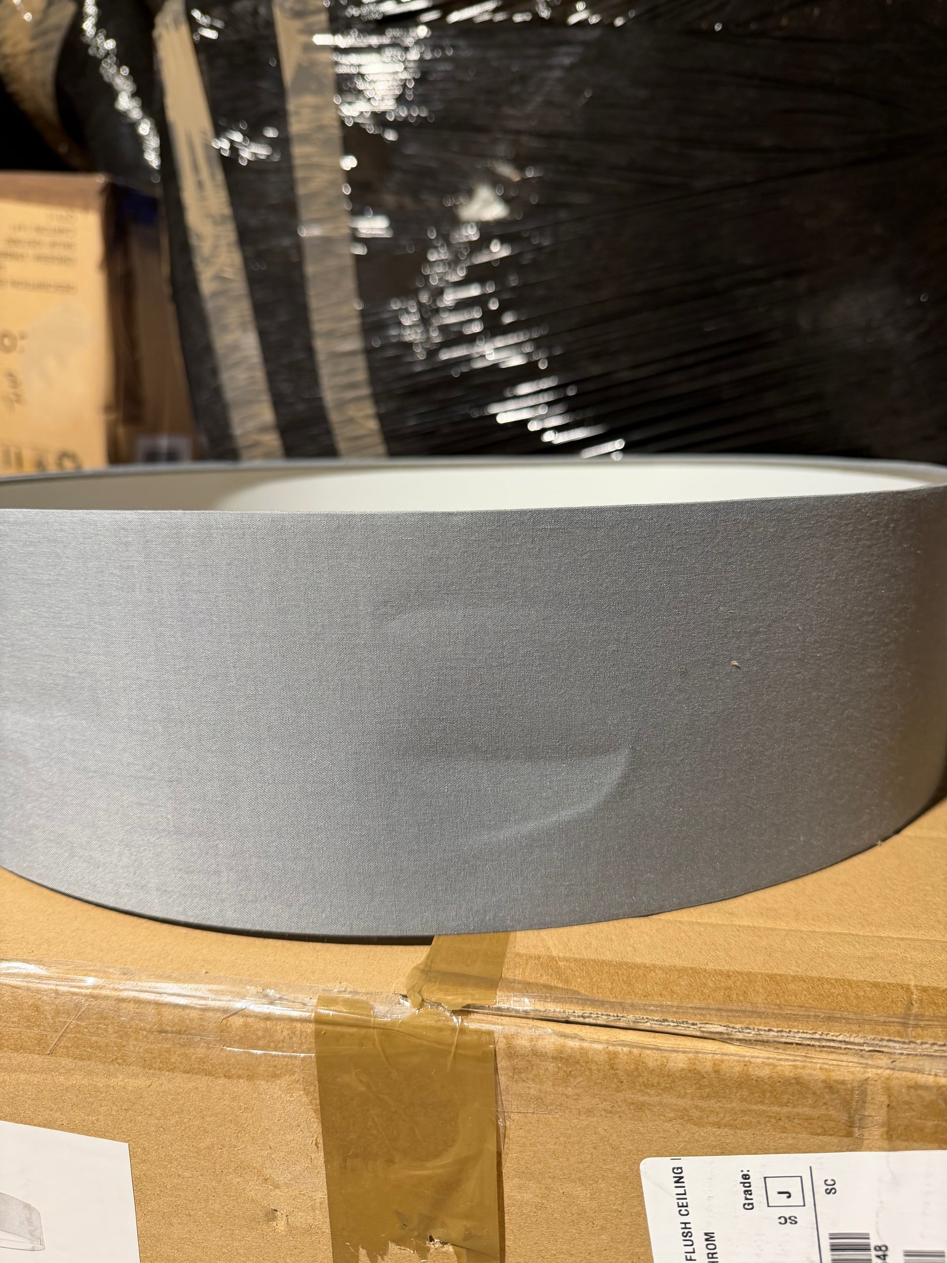 Ret02684533 DAR LIGHTING GROUP 3 light semi flush satin crime with grey shade shade damage list