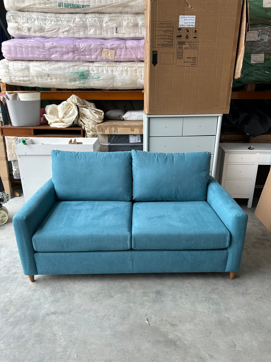 John Lewis Bailey II Double Sofabed Blue Linen Light Wood